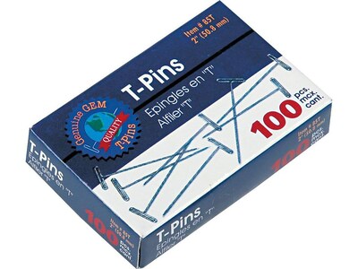 Advantus T Pins, Silver, 2", 100/Box (85T)
