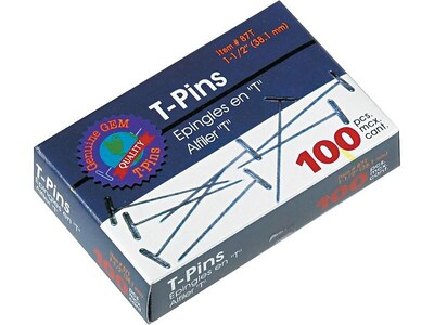Advantus T Pins, Silver, 1.5", 100/Box (87T)