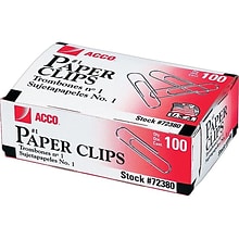ACCO Economy #1 Paper Clips, Silver, 100/Box, 10 Boxes/Pack (A7072380)