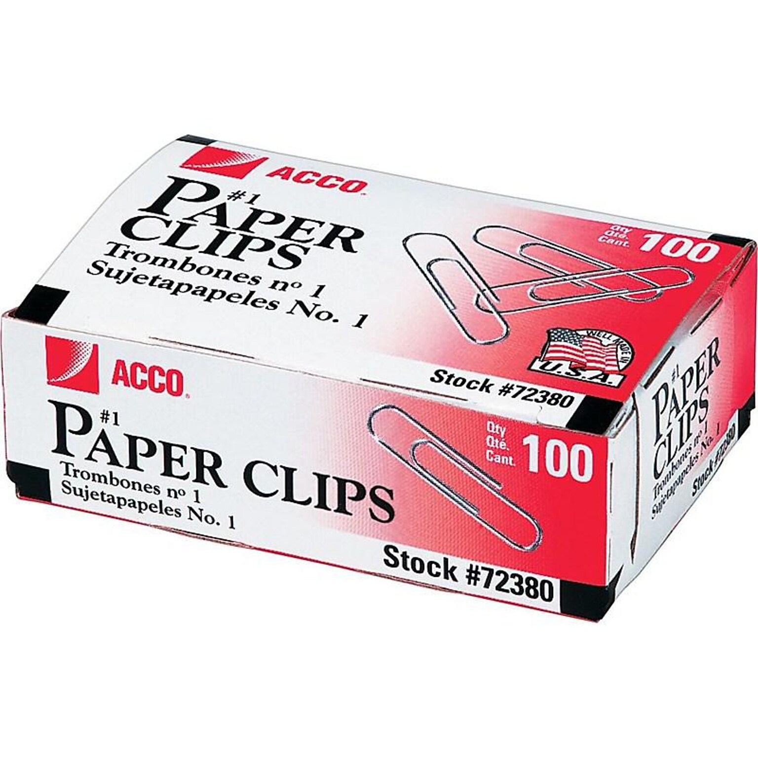 ACCO Economy #1 Paper Clips, Silver, 100/Box, 10 Boxes/Pack (A7072380)