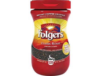Folgers Classic Roast Instant Coffee, Medium Roast (SMU20629)