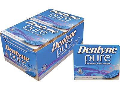 Dentyne Pure Sugar Free Gum, Mint With Herbal Accents, 10/Box (30800)