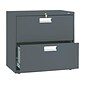 HON Brigade 600 Series 2-Drawer Lateral File Cabinet, Locking, Letter/Legal, Charcoal, 30"W (H672.L.S)