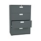 HON Brigade 600 Series 4-Drawer Lateral File Cabinet, Locking, Letter/Legal, Charcoal, 36"W (H684.L.S)