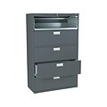 HON Brigade 600 Series 5-Drawer Lateral File Cabinet, Locking, Charcoal, Letter/Legal, 42W (H695.L.