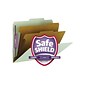 Smead Classification Folders with SafeSHIELD Fasteners, 2" Expansion, Letter Size, 2 Dividers, Gray/Green, 10/Box (14076)