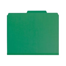 Smead 100% Recycled Pressboard Classification Folders, 2/5-Cut Tab, Letter Size, 2 Dividers, Green,