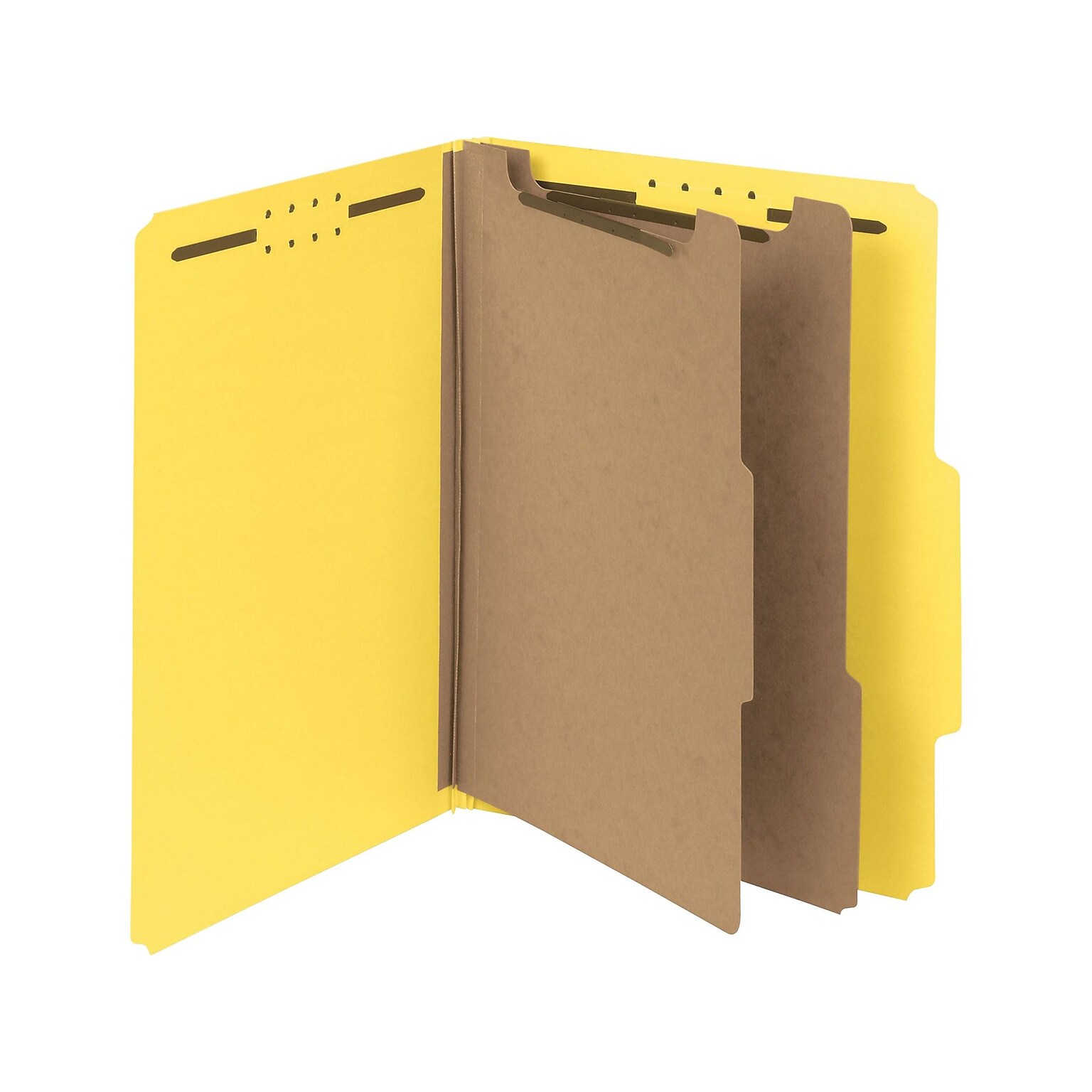 Smead Recycled Heavy Duty Pressboard Classification Folder, 2-Dividers, 2 Expansion, Letter Size, Yellow, 10/Box (14064)