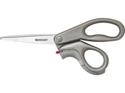 Westcott E-Z Open 8 Stainless Steel Multi-Purpose Scissors, Pointed Tip, Gray (13227)