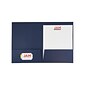 JAM Paper 2-Pocket Presentation Folders, Navy Linen, 100/Box (26982)