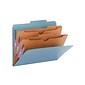 Smead Pressboard Classification Folders with SafeSHIELD Fasteners, 2" Expansion, Letter Size, 2 Dividers, Blue, 10/Box (14081)