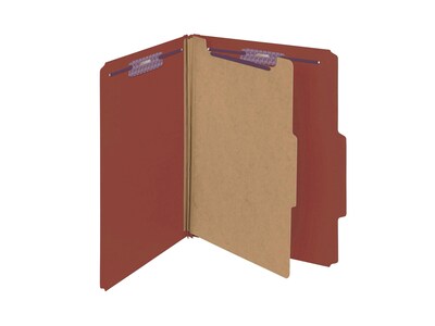 Smead Pressboard Classification Folders, 2 Expansion, Letter Size, 1 Divider, Red, 10/Box (13775)