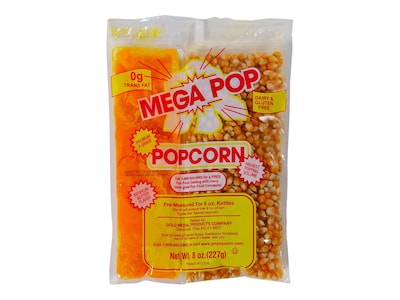 Gold Medal Mega Pop Popcorn, Butter, 8 Oz., 36/Carton (2836)