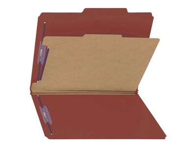 Smead Pressboard Classification Folders, 2" Expansion, Letter Size, 1 Divider, Red, 10/Box (13775)