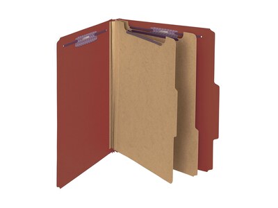 Smead Pressboard Classification Folders, 2 Expansion, Letter Size, 2 Dividers, Red, 10/Box (14075)