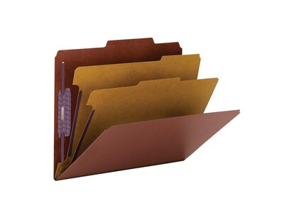 Smead Pressboard Classification Folders, 2" Expansion, Letter Size, 2 Dividers, Red, 10/Box (14075)