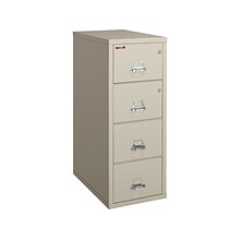 FireKing Classic 4-Drawer Vertical File Cabinet, Fire Resistant, Letter, Parchment, 31.56D (4-1831-