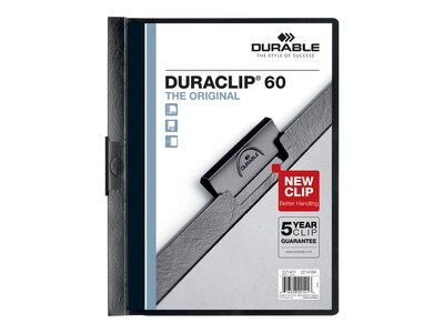DURABLE Report Cover with DURACLIP, Letter-size, Holds Up to 60 Pages, Clear Cover/Black, 25 per Box