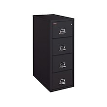 FireKing Classic 4-Drawer Vertical File Cabinet, Fire Resistant, Letter, Black, 31.56D  (4-1831-CBL