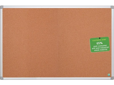 MasterVision Earth Cork Bulletin Board, Aluminum Frame, 4'H x 6'W (CA271790)