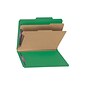 Smead Pressboard Classification Folders with SafeSHIELD Fasteners, 2" Expansion, Letter Size, 2 Dividers, Green, 10/Box (14033)