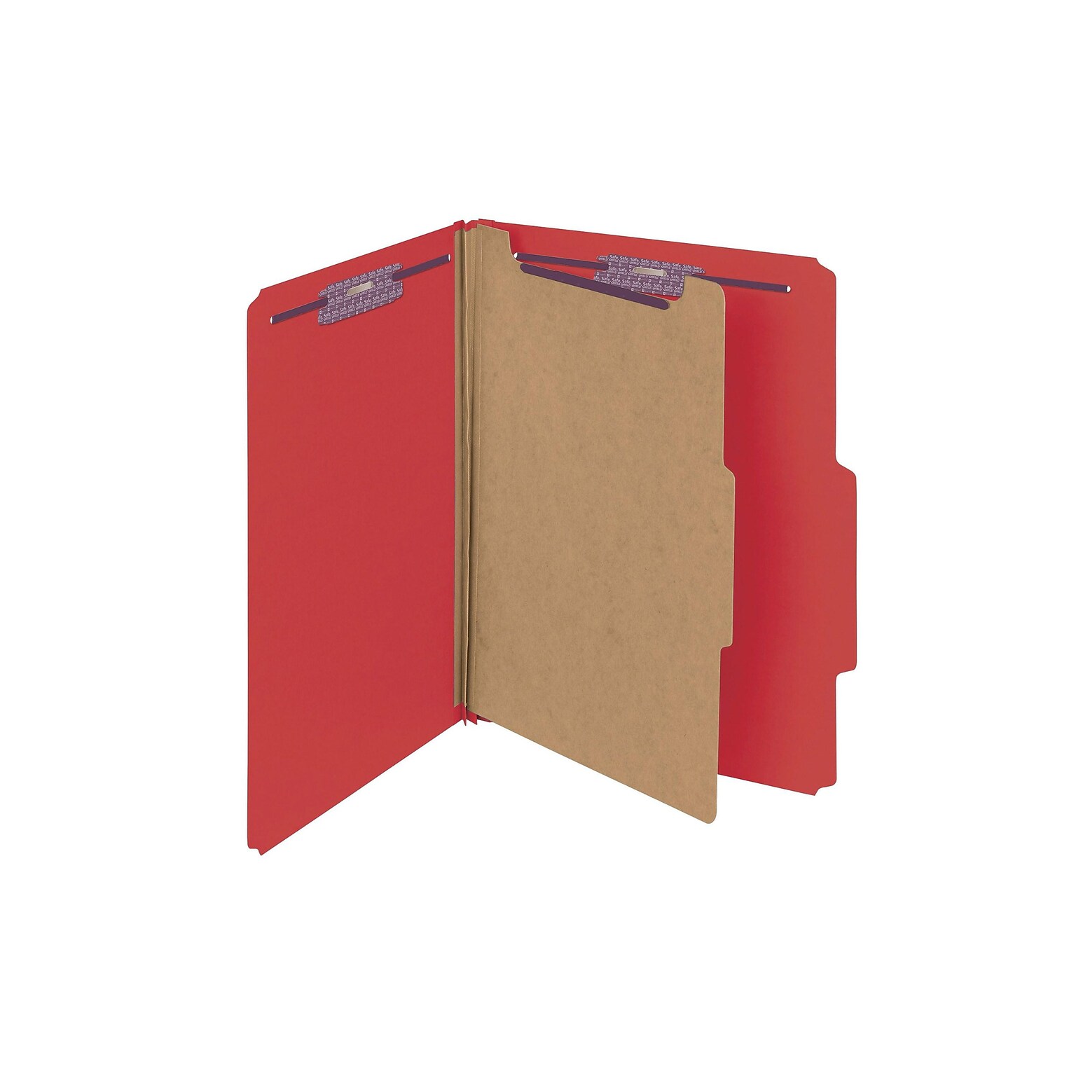 Smead Classification Folders with SafeSHIELD Fasteners, 2 Expansion, Letter Size, 1 Divider, Bright Red, 10/Box (13731)