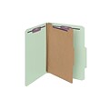 Smead Classification Folders with SafeSHIELD Fasteners, 2 Expansion, Letter Size, 1 Divider, Green/