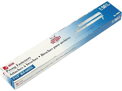 ACCO Premium Prong Fasteners, Silver, 50/Box (A7070424)