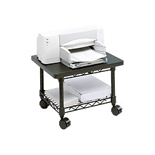 Safco Under-Desk Mixed Materials Mobile Printer Stand with Lockable Wheels, Black (5206BL)