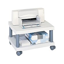 Safco Wave 2-Shelf Plastic/Poly Mobile Printer Stand with Lockable Wheels, Light Gray/Charcoal (1861