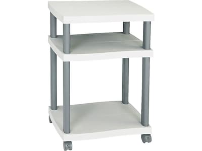 Safco Wave 3-Shelf Plastic/Poly Mobile Printer Stand with Lockable Wheels, Light Gray/Charcoal (1860