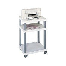 Safco Wave 3-Shelf Plastic/Poly Mobile Printer Stand with Lockable Wheels, Light Gray/Charcoal (1860