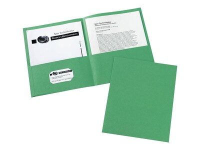 Avery 2-Pocket Presentation Folders, Green, 25/Box (47987)