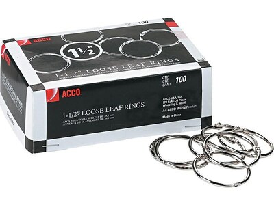 ACCO Book Rings, Silver, 100/Box (A7072204)