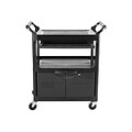 Rubbermaid 2-Shelf Plastic/Poly Mobile Utility Cart with Swivel Wheels, Black (FG345700BLA)