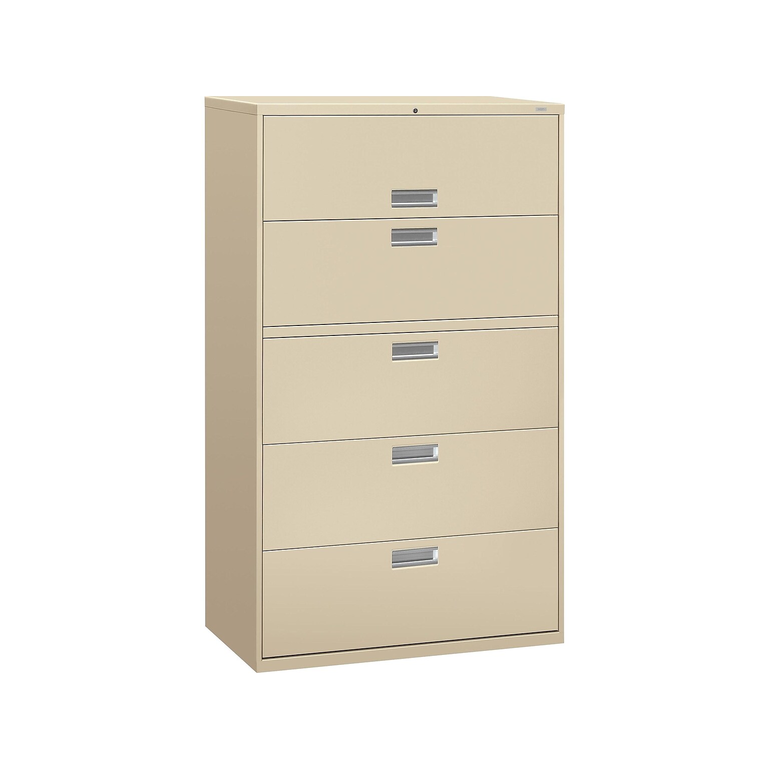 HON Brigade 600 Series 5-Drawer Lateral File Cabinet, Locking, Letter/Legal, Putty/Beige, 42W (H695.L.L)