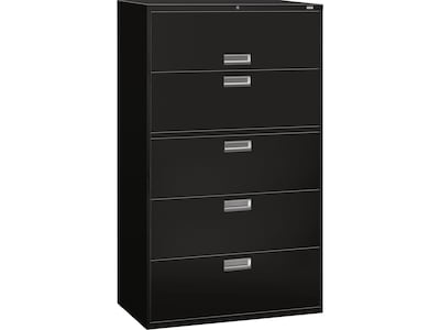 HON Brigade 600 Series 5-Drawer Lateral File Cabinet, Locking, Letter/Legal, Black, 42W (HON695LP)