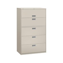 HON Brigade 600 Series 5-Drawer Lateral File Cabinet, Locking, Letter/Legal, Gray, 42W (H695.L.Q)