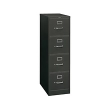 HON 310 Series 4-Drawer Vertical File Cabinet, Letter Size, Lockable, 52H x 15W x 26.5D, Black (H