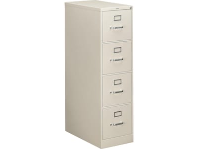 HON 310 Series 4-Drawer Vertical File Cabinet, Letter Size, Lockable, 52H x 15W x 26.5D, Light Gr