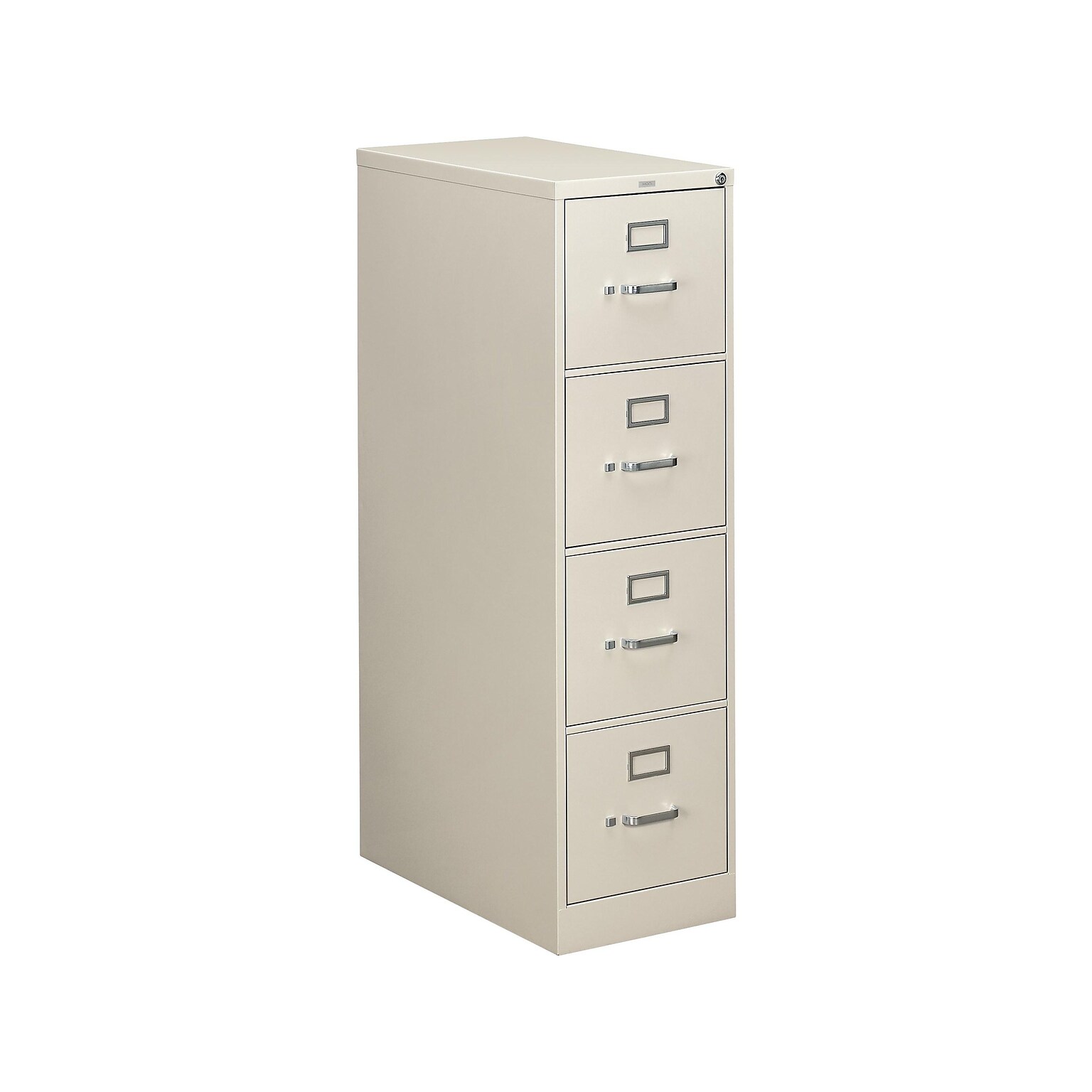 HON 310 Series 4-Drawer Vertical File Cabinet, Letter Size, Lockable, 52H x 15W x 26.5D, Light Gray (HON314PQ)