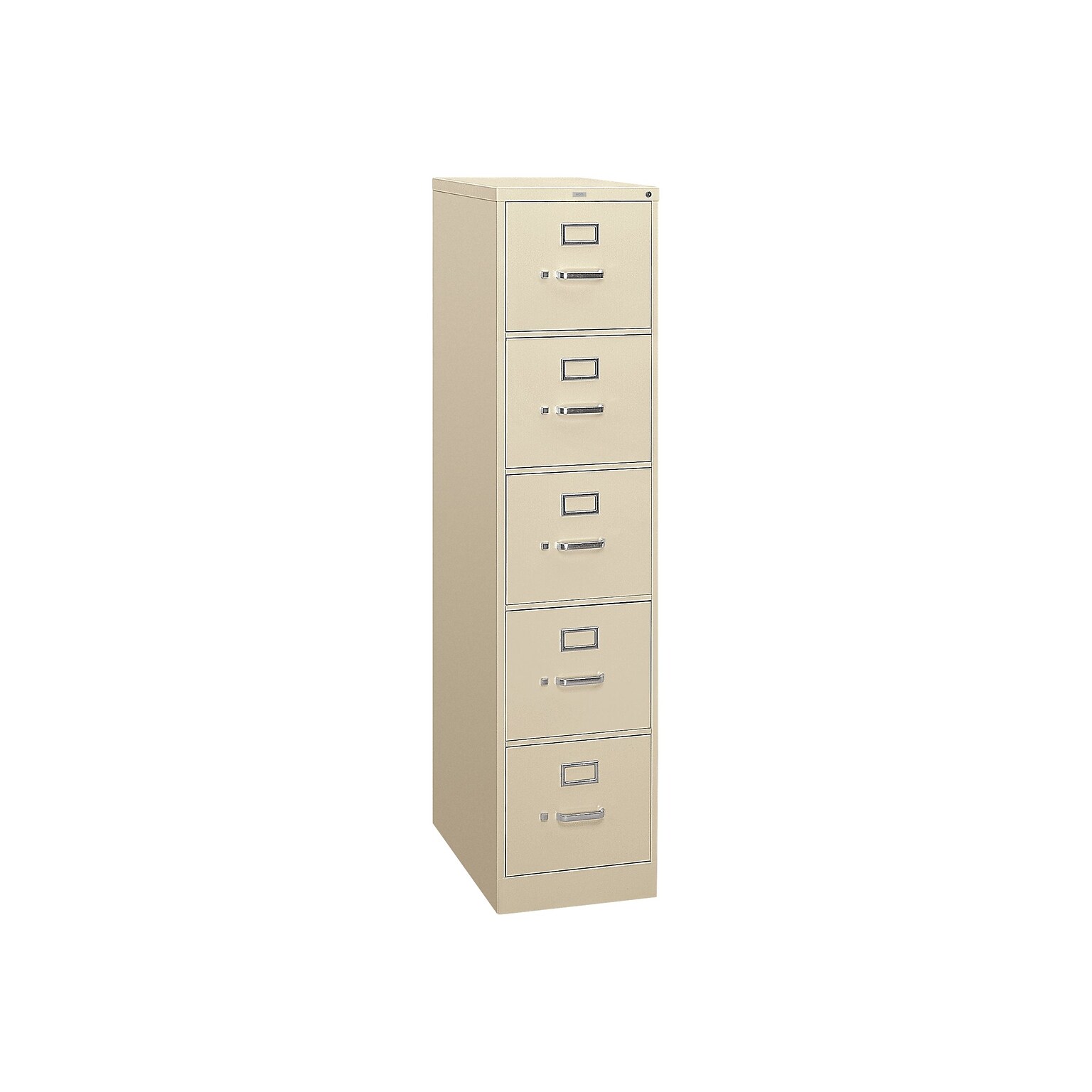 HON 310 Series 5-Drawer Vertical File Cabinet, Letter Size, Lockable, 60H x 15W x 26.5D, Putty (HON315PL)