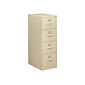 HON 310 Series 4-Drawer Vertical File Cabinet, Legal Size, Lockable, 52"H x 18.25"W x 26.5"D, Putty (HON314CPL)