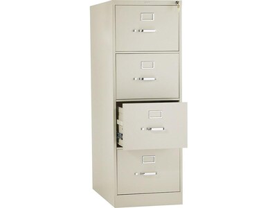 HON 310 Series 4-Drawer Vertical File Cabinet, Legal Size, Lockable, 52"H x 18.25"W x 26.5"D, Putty (HON314CPL)