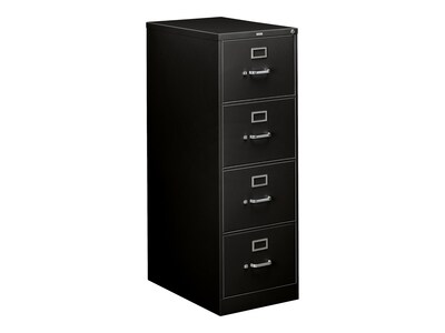 HON 310 Series 4-Drawer Vertical File Cabinet, Legal Size, Lockable, 52H x 18.25W x 26.5D, Black