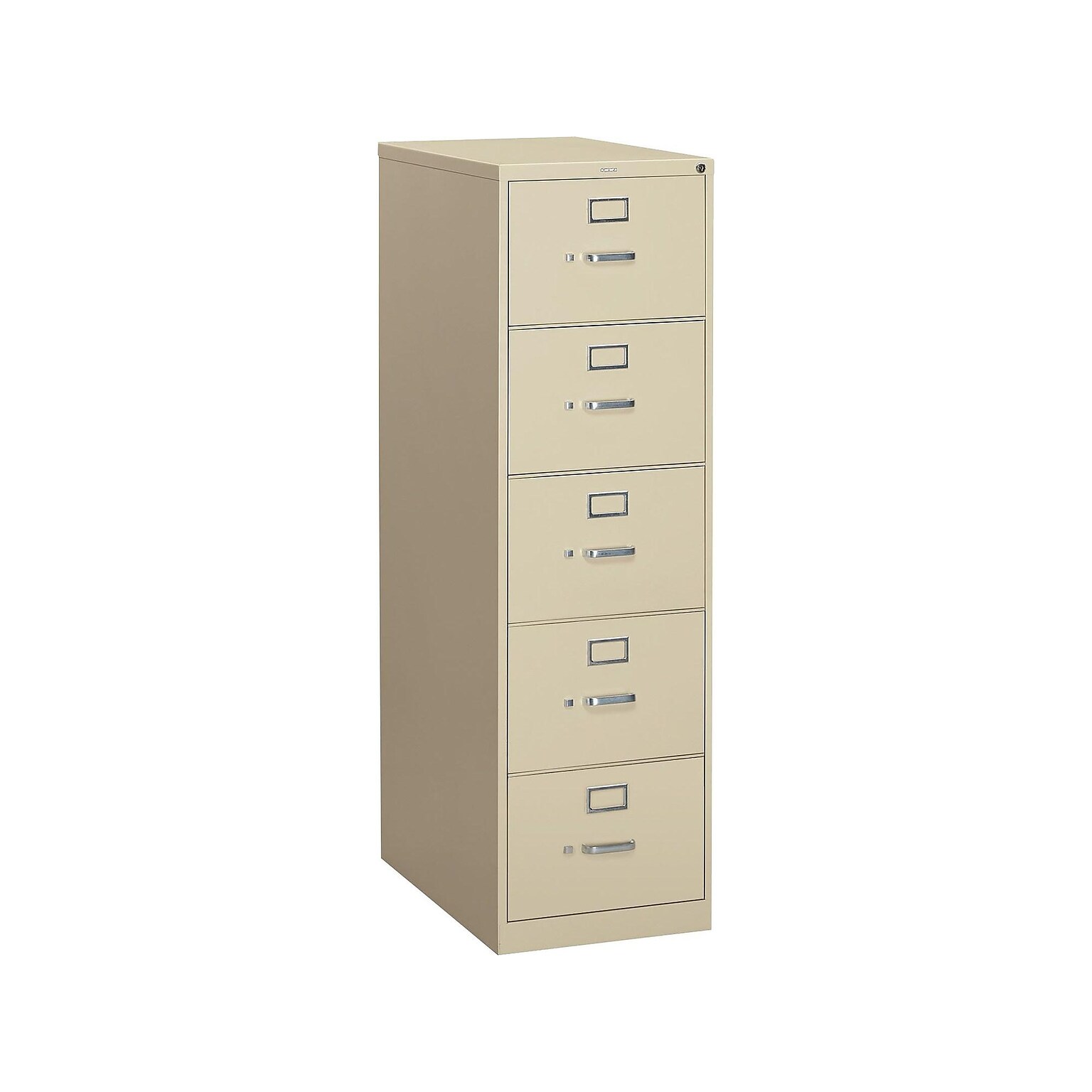 HON 310 Series 5-Drawer Vertical File Cabinet, Legal Size, Lockable, 60H x 18.25W x 26.5D, Putty (HON315CPL)