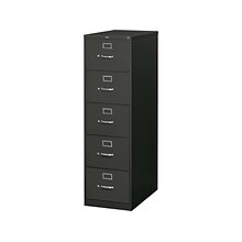 HON 310 Series 5-Drawer Vertical File Cabinet, Legal Size, Lockable, 60H x 18.25W x 26.5D, Black