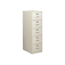 HON 310 Series 5-Drawer Vertical File Cabinet, Legal Size, Lockable, 60H x 18.25W x 26.5D, Light