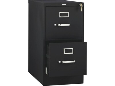 HON 510 Series 2-Drawer Vertical File Cabinet, Locking, Letter, Black, 25"D (HON512PP)