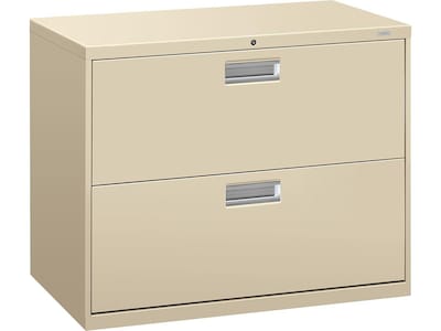 HON Brigade 600 Series 2-Drawer Lateral File Cabinet, Locking, Letter/Legal, Putty/Beige, 36W (H682